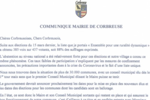 COVID-19 COMMUNIQUE DE LA MAIRIE COVID-19 COMMUNIQUE DE LA MAIRIE