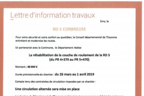 travaux sur la route départementale 5 travaux sur la route départementale 5